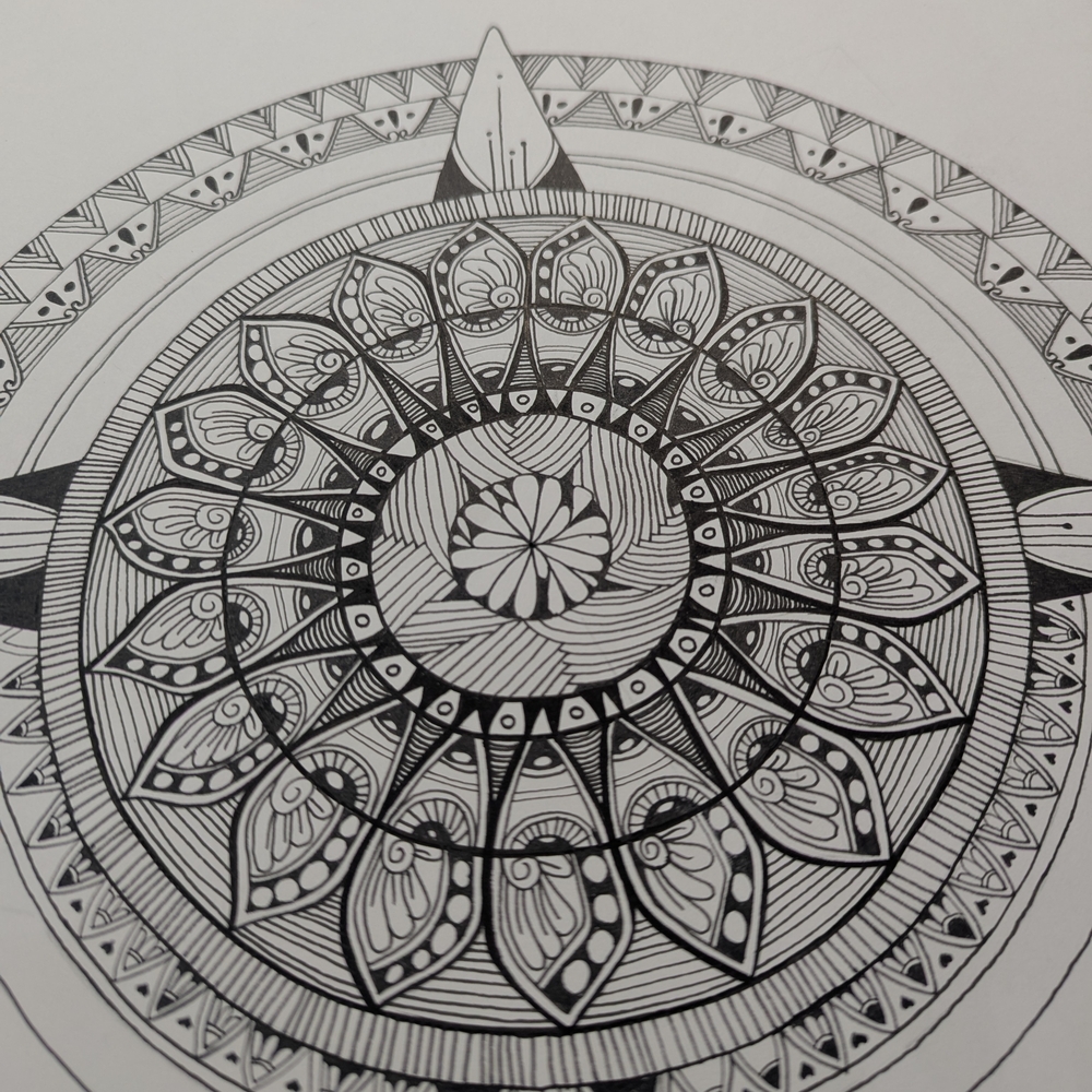 Intricate Black and White Mandala Art